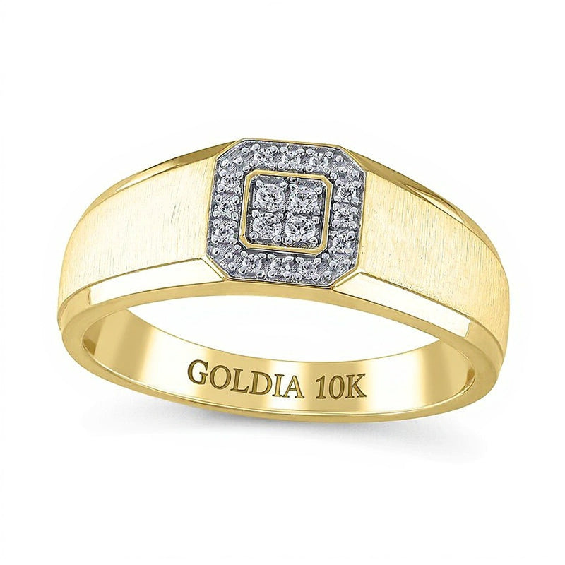 0.13 CT. TW Quad Diamond Octagon Frame Band in 10K Gold