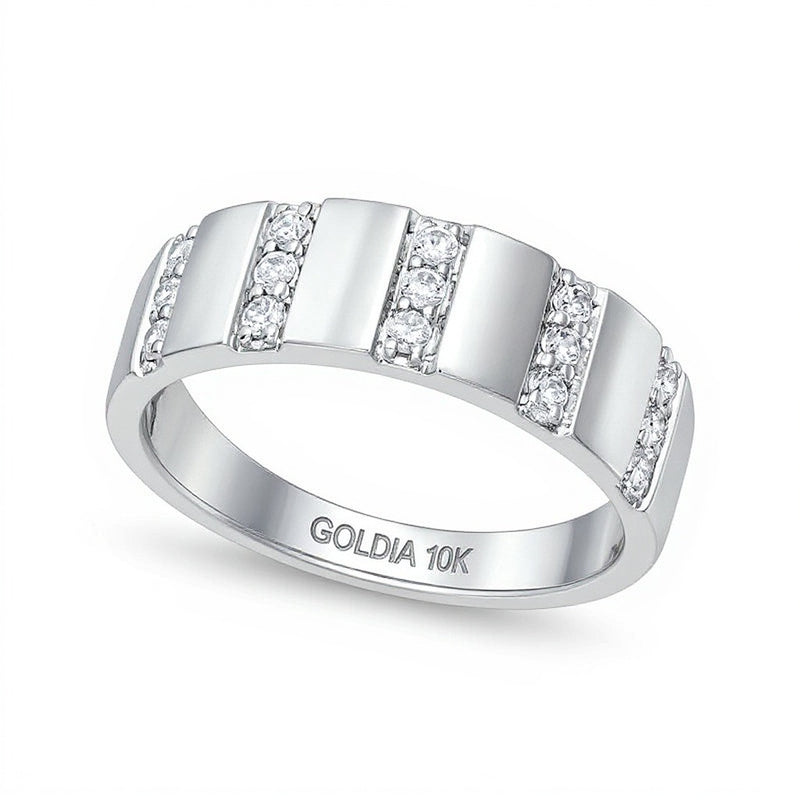 0.25 CT. TW Diamond Trio Linear Row Band in 10K White Gold