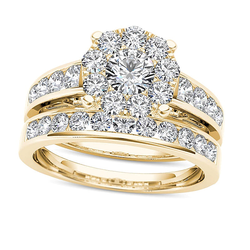 1.5 CT. TW Diamond Frame Bridal Set in 14K Gold