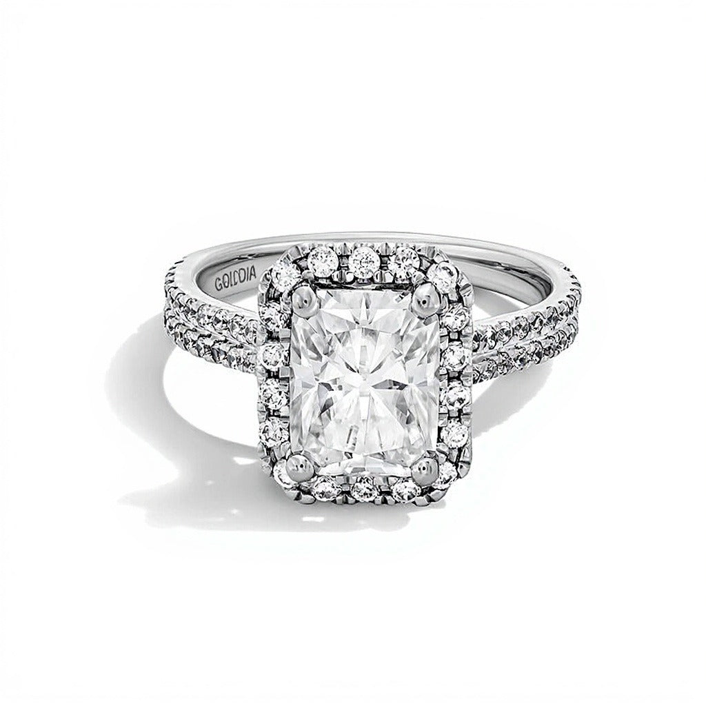 2.63 CT. TW Radiant-Cut Lab-Grown Diamond Frame Ring in 14K White Gold (F/SI2)