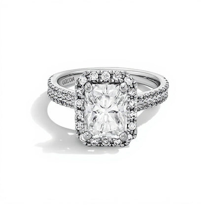 2.63 CT. TW Radiant-Cut Lab-Grown Diamond Frame Ring in 14K White Gold (F/SI2)