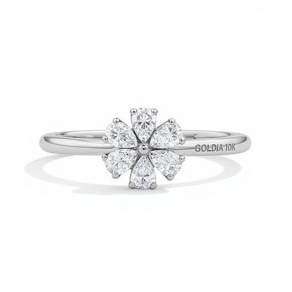 0.33 CT. TW Pear-Shaped Lab-Grown Diamond Flower Ring in 10K White Gold (F/VS2)