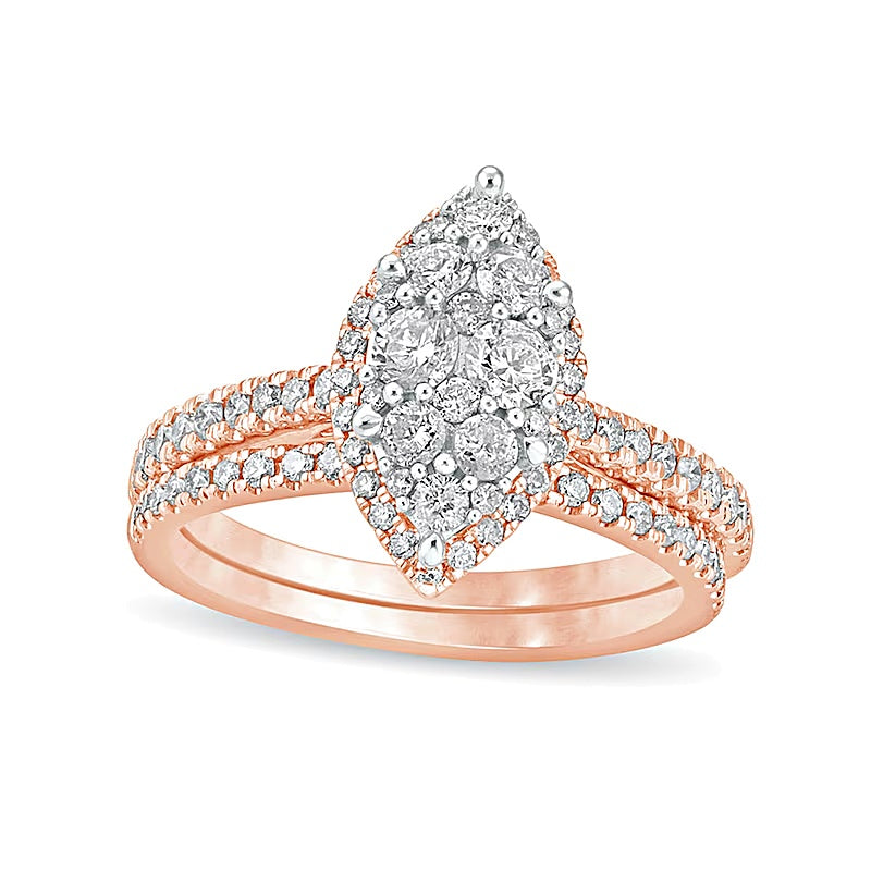 1.0 CT. TW Composite Marquise Diamond Bridal Set in 10K Rose Gold