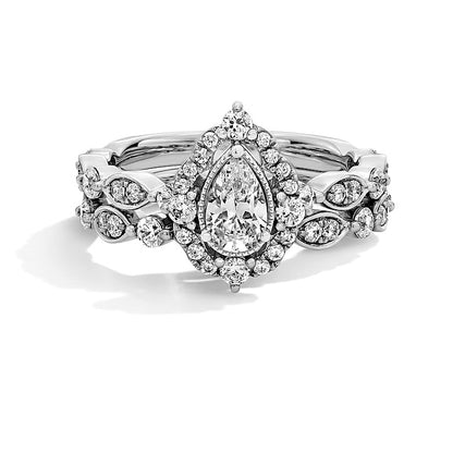 1.33 CT. TW Pear-Shaped Lab-Grown Diamond Bridal Set in 14K White Gold (F/VS2)