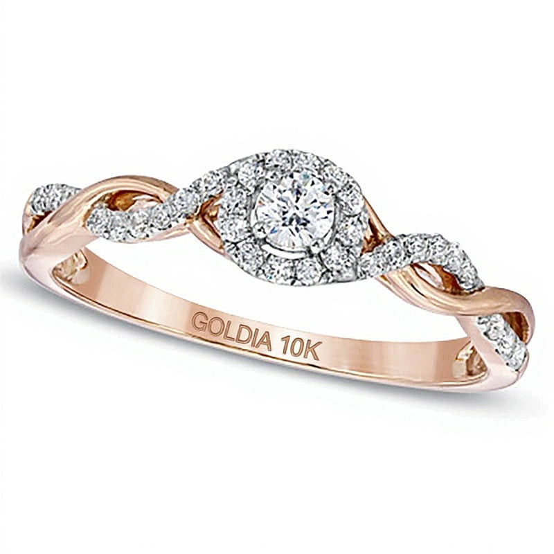 0.25 CT. TW Diamond Entwined Promise Ring in 10K Rose Gold