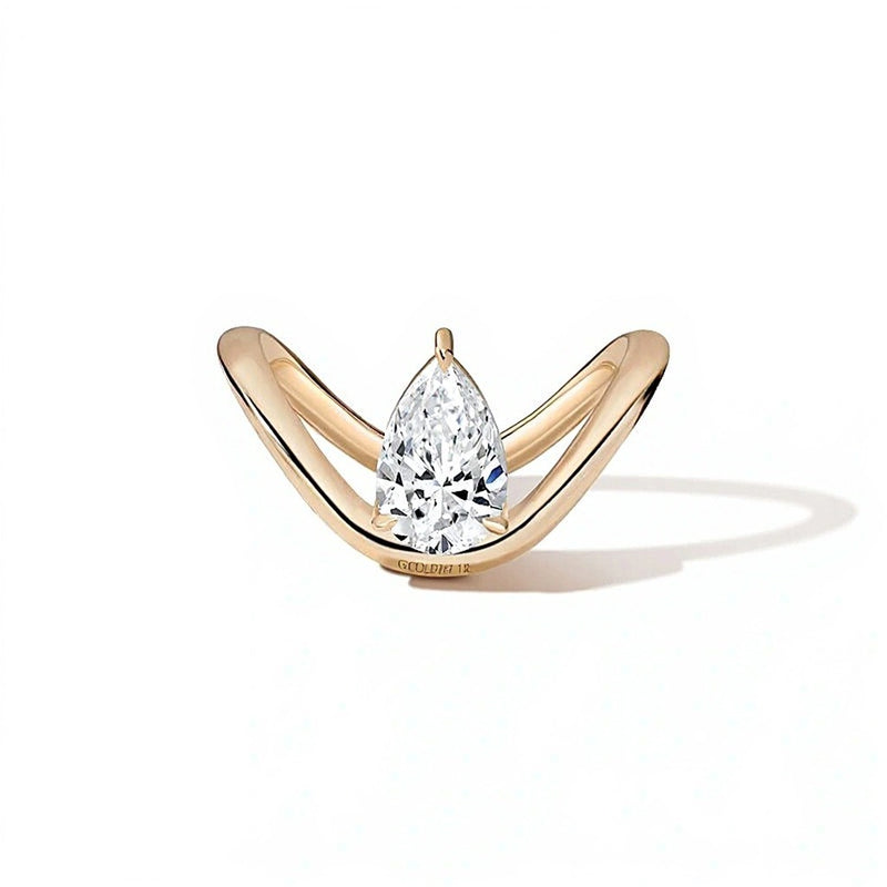 Zales x SHAHLA 1.5 CT. Pear-Shaped Lab-Grown Diamond Solitaire Dip Engagement Ring in 18K Gold (F/VS2)