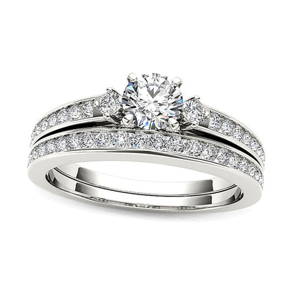 1.0 CT. TW Diamond Bridal Set in 14K White Gold