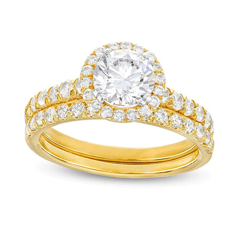 1.75 CT. TW Lab-Grown Diamond Frame Bridal Set in 14K Gold (I/SI2)