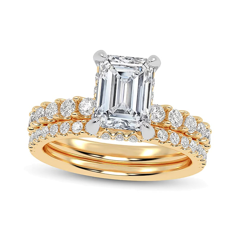3.0 CT. TW Emerald-Cut Lab-Grown Diamond Bridal Set in 14K Gold (I/SI2)
