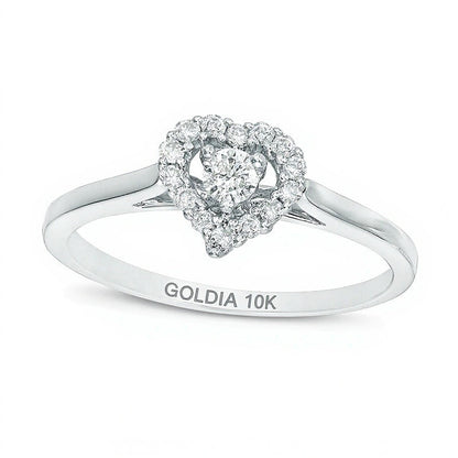0.2 CT. TW Diamond Heart Frame Promise Ring in 10K White Gold