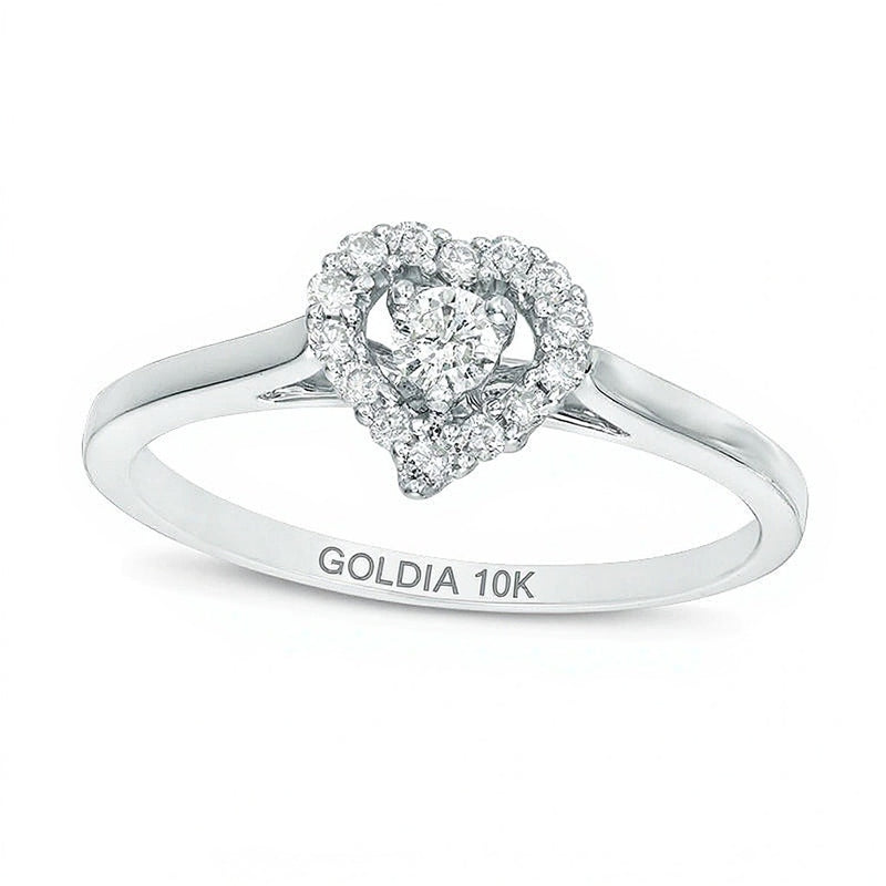 0.2 CT. TW Diamond Heart Frame Promise Ring in 10K White Gold
