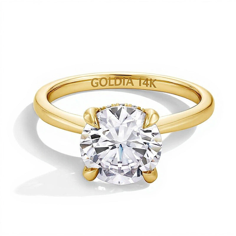 2.5 CT. TW Lab-Grown Diamond Solitaire Hidden Halo Engagement Ring in 14K Gold (F/VS2)