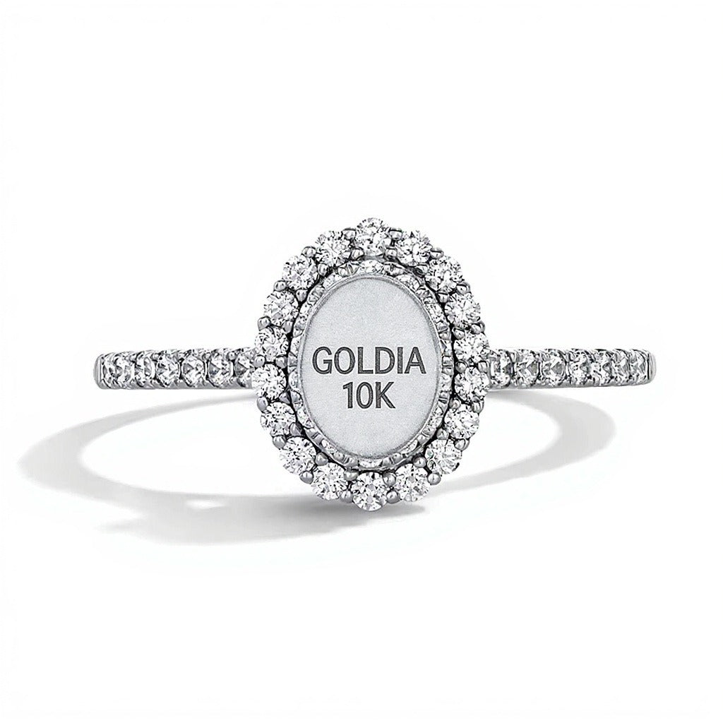 0.5 CT. TW Oval Lab-Grown Diamond Double Frame Promise Ring in 10K White Gold (F/SI2)