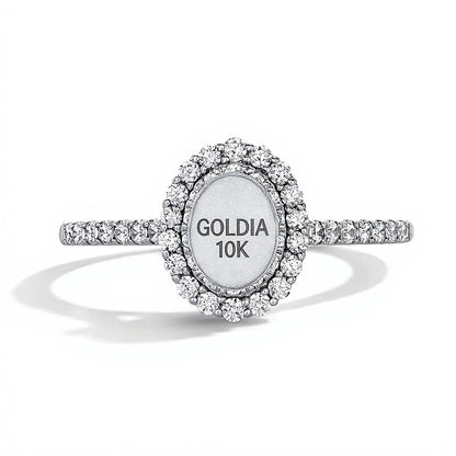 0.5 CT. TW Oval Lab-Grown Diamond Double Frame Promise Ring in 10K White Gold (F/SI2)