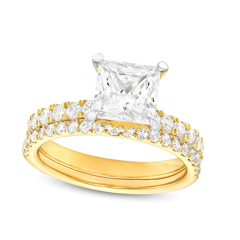 2.88 CT. TW Princess-Cut Lab-Grown Diamond Bridal Set in 14K Gold (I/SI2)