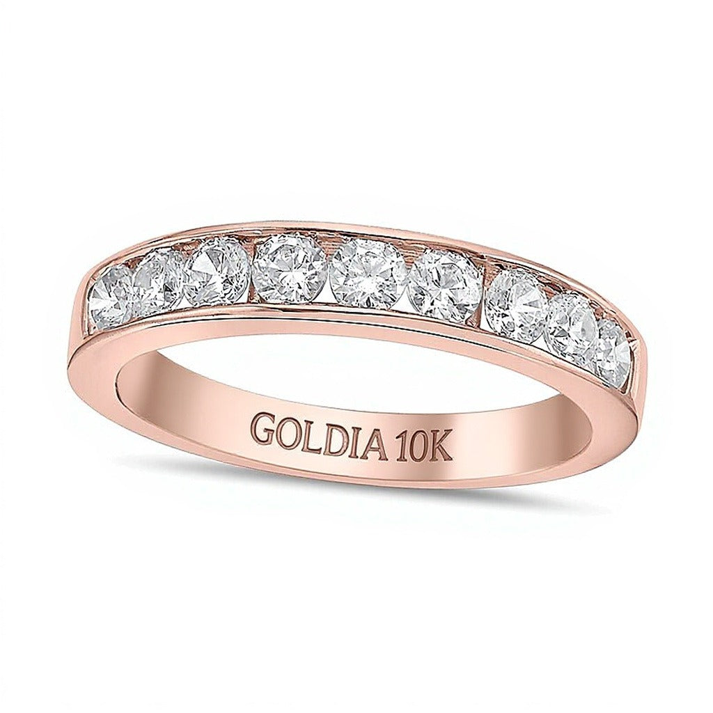 0.75 CT. TW Diamond Channel Nine Stone Band in 10K Rose Gold (I/I2)