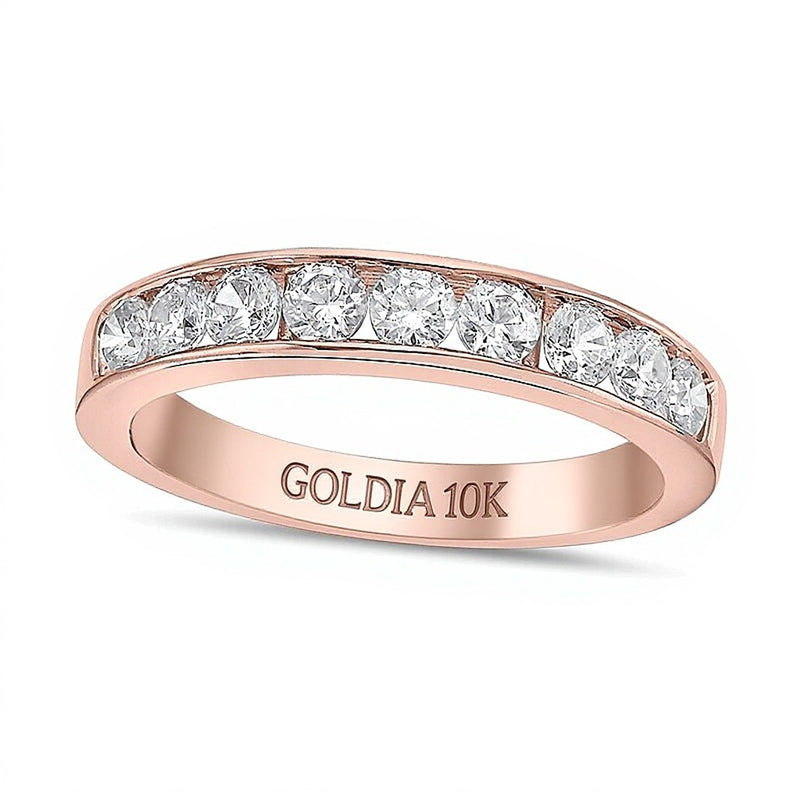 0.75 CT. TW Diamond Channel Nine Stone Band in 10K Rose Gold (I/I2)
