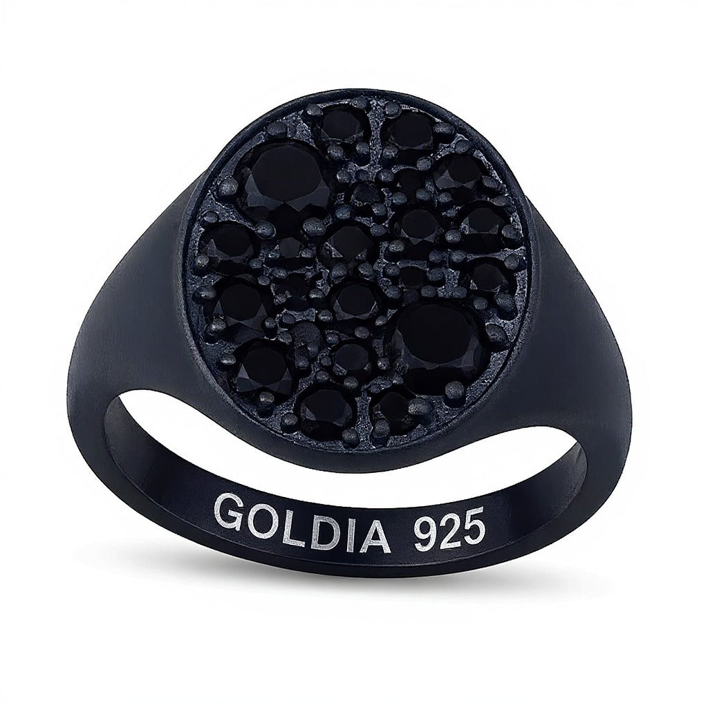 1.75 CT. TW Black Diamond Oval-Top Ring in Oxidized Black Sterling Silver