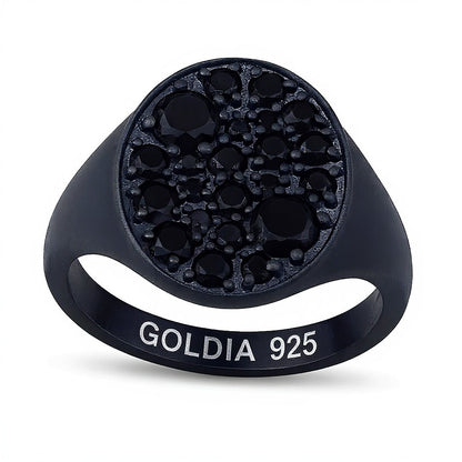 1.75 CT. TW Black Diamond Oval-Top Ring in Oxidized Black Sterling Silver