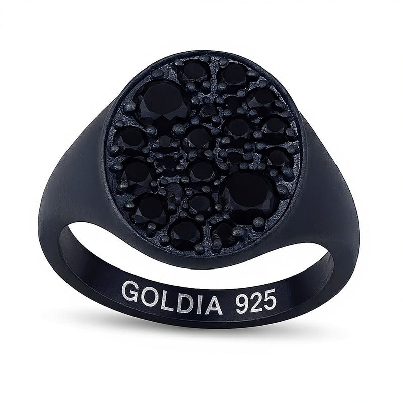 1.75 CT. TW Black Diamond Oval-Top Ring in Oxidized Black Sterling Silver
