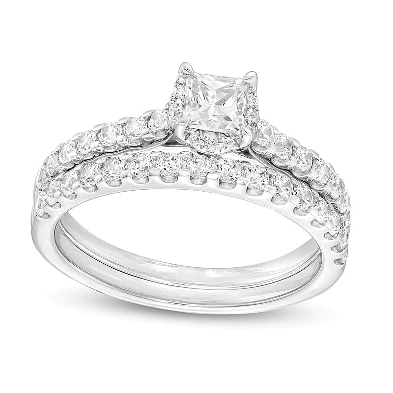 1.0 CT. TW Princess-Cut Diamond Hidden Frame Bridal Set in 14K White Gold (I/I2)
