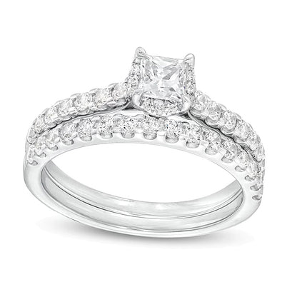 1.0 CT. TW Princess-Cut Diamond Hidden Frame Bridal Set in 14K White Gold (I/I2)