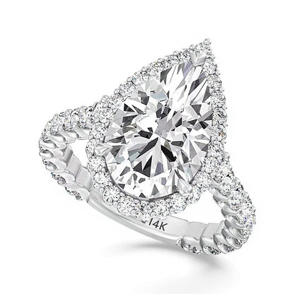 Enchanted Star Ariel 6.5 CT. TW Pear-Shaped Lab-Grown Diamond Frame Engagement Ring in 14K Two-Tone Gold