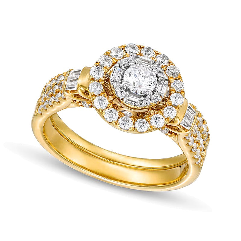 1.0 CT. TW Diamond Double Row Bridal Set in 10K Gold