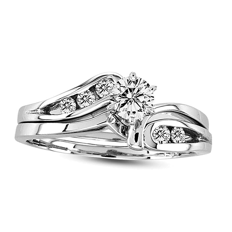 0.5 CT. TW Diamond Bypass Bridal Set in 14K White Gold