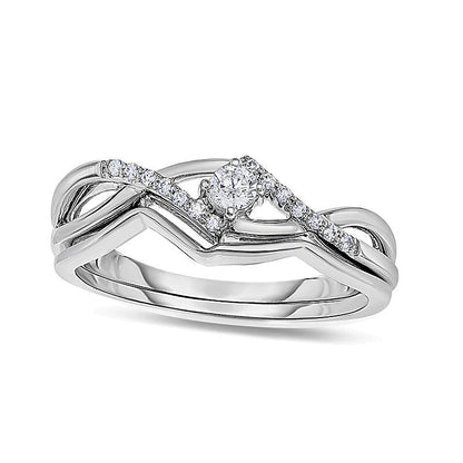 0.17 CT. TW Diamond Twist Bridal Set in 10K White Gold