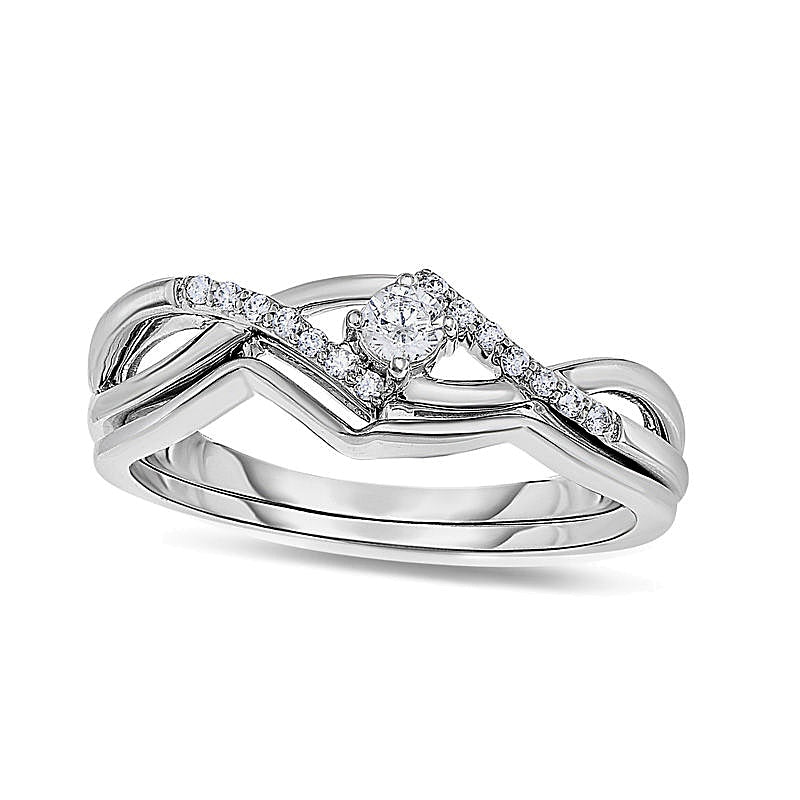 0.17 CT. TW Diamond Twist Bridal Set in 10K White Gold