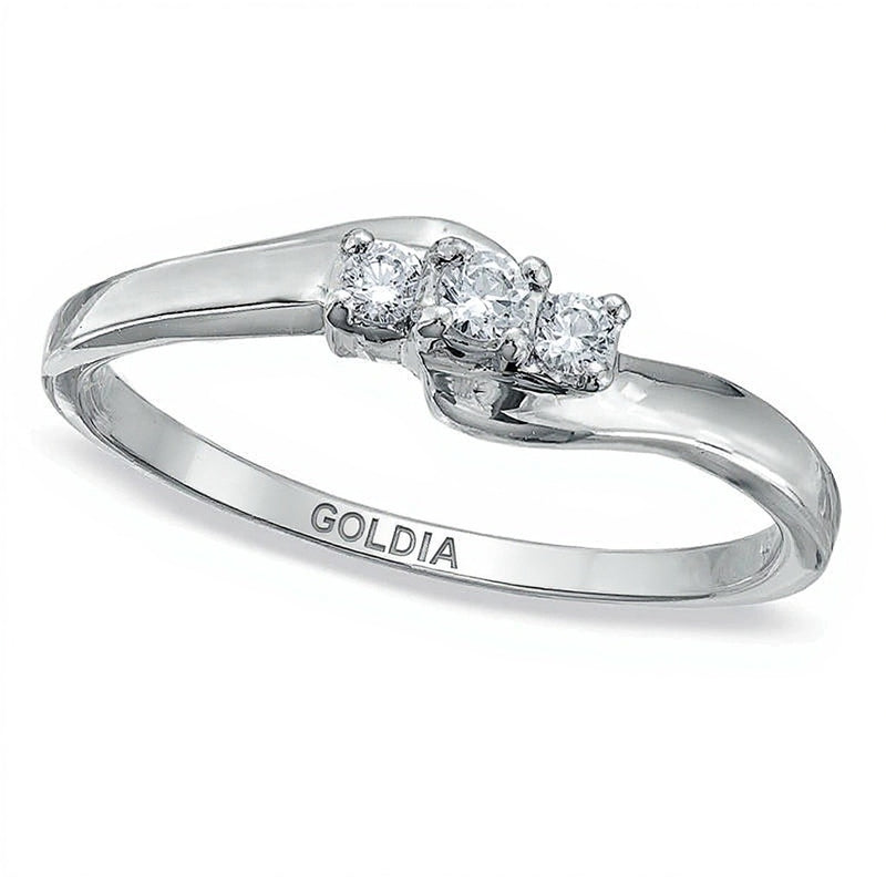 0.17 CT. TW Diamond Three Stone Bypass Promise Ring in Sterling Silver