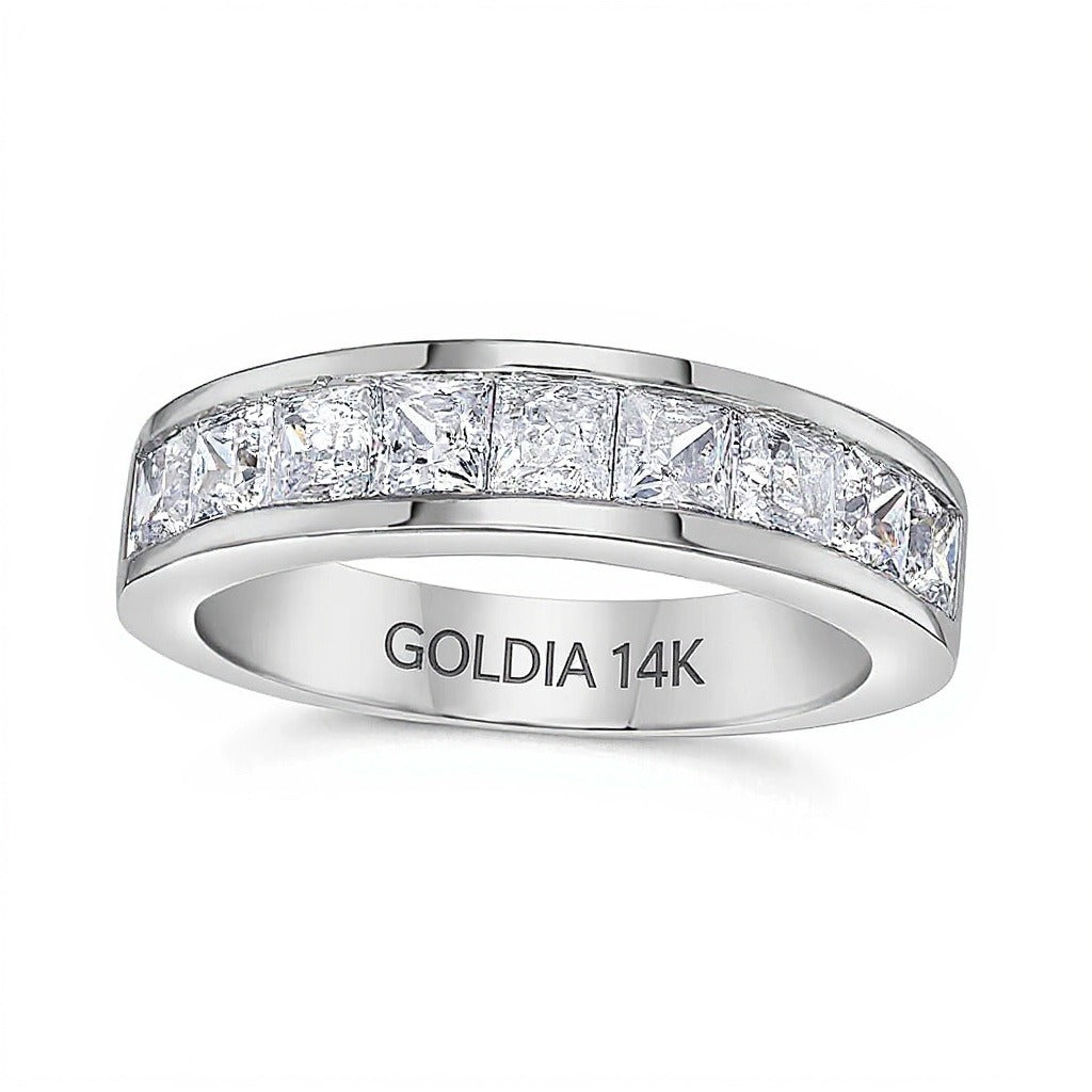 1.5 CT. TW Princess-Cut Diamond Nine Stone Wedding Band in 14K White Gold (I/SI2)