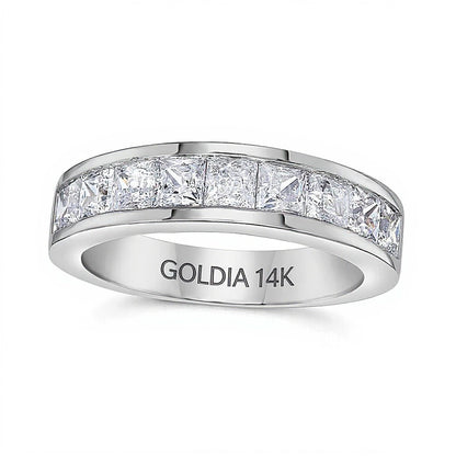 1.5 CT. TW Princess-Cut Diamond Nine Stone Wedding Band in 14K White Gold (I/SI2)