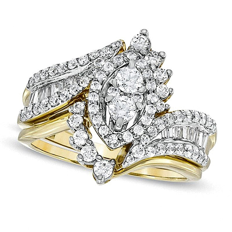 1.0 CT. TW Diamond Marquise Cluster Bridal Set in 14K Gold