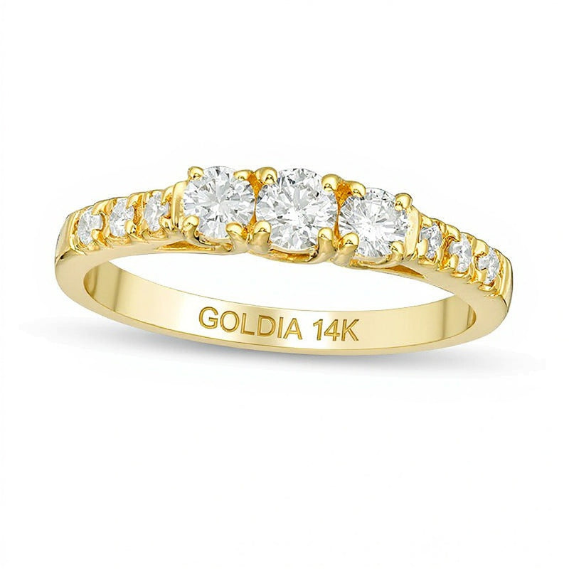 0.5 CT. TW Diamond Three Stone Engagement Ring in 14K Gold (I/I3)