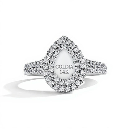 1.0 CT. TW Pear-Shaped Lab-Grown Diamond Double-Frame Engagement Ring in 14K White Gold (F/VS2)
