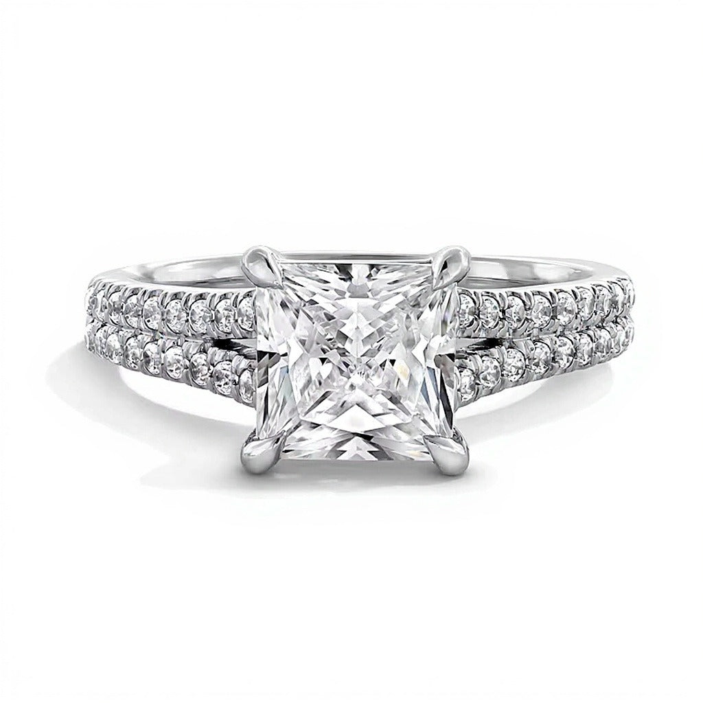 2.25 CT. TW Princess-Cut Lab-Grown Diamond Split Shank Engagement Ring in 14K White Gold (F/VS2)