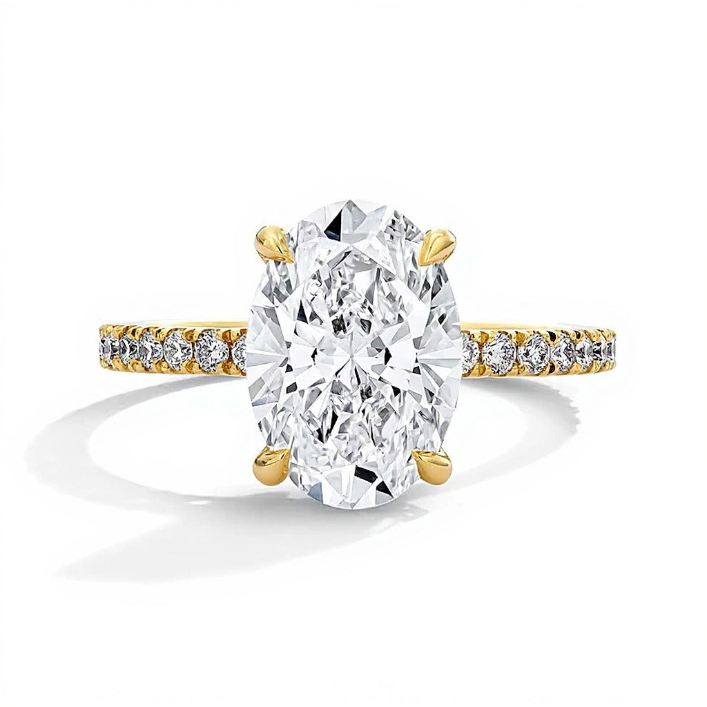 3.5 CT. TW Oval-Cut Lab-Grown Diamond Engagement Ring in 18K Gold (D/IF)