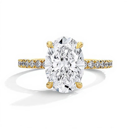3.5 CT. TW Oval-Cut Lab-Grown Diamond Engagement Ring in 18K Gold (D/IF)