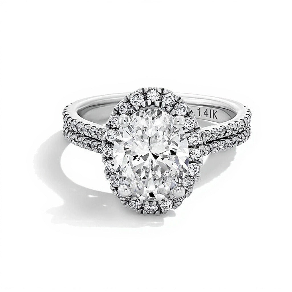 2.63 CT. TW Oval Lab-Grown Diamond Frame Ring in 14K White Gold (F/SI2)