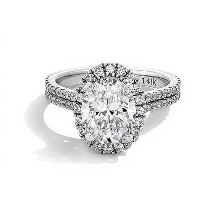 2.63 CT. TW Oval Lab-Grown Diamond Frame Ring in 14K White Gold (F/SI2)