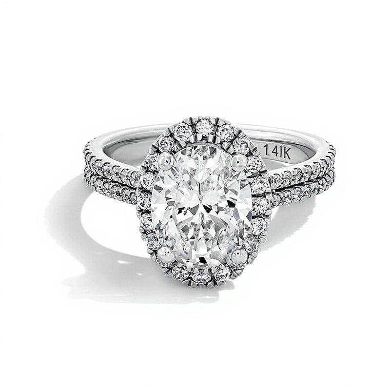 2.63 CT. TW Oval Lab-Grown Diamond Frame Ring in 14K White Gold (F/SI2)