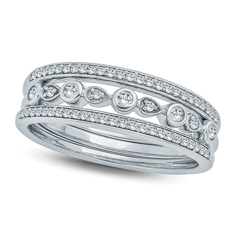 0.25 CT. TW Diamond Three Piece Stackable Band Set in 10K White Gold