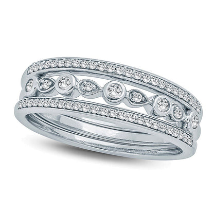 0.25 CT. TW Diamond Three Piece Stackable Band Set in 10K White Gold