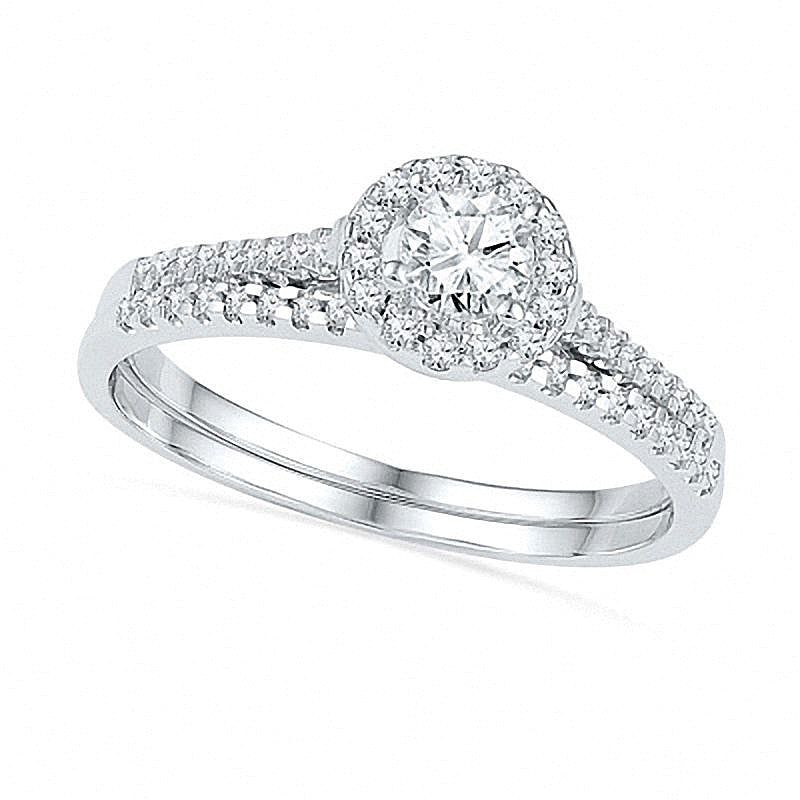 0.5 CT. TW Diamond Frame Bridal Set in 10K White Gold