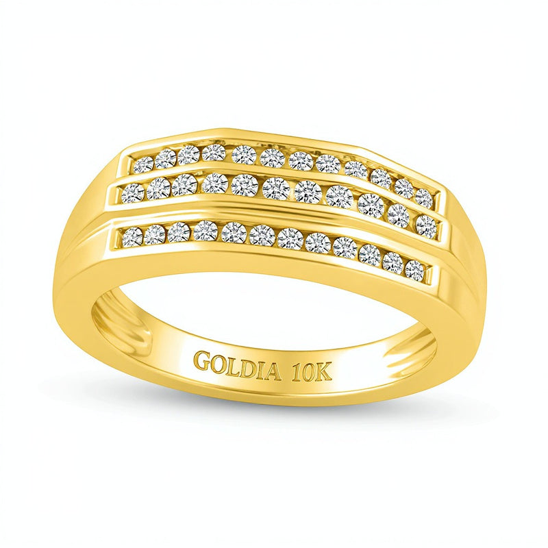 0.5 CT. TW Diamond Triple Row Wedding Band in 10K Gold