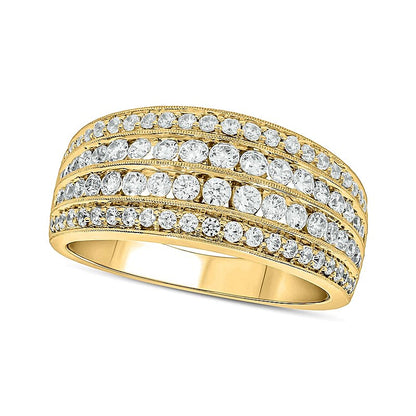 1.0 CT. TW Diamond Multi-Row Vintage-Style Band in 10K Gold