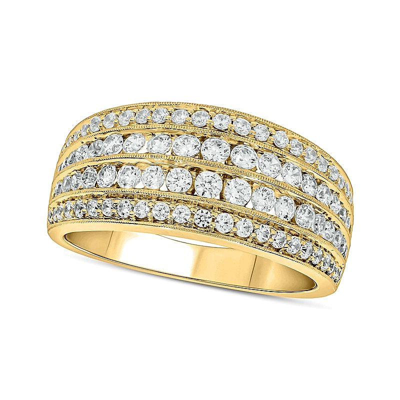 1.0 CT. TW Diamond Multi-Row Vintage-Style Band in 10K Gold