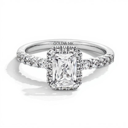 1.5 CT. TW Radiant-Cut Lab-Grown Diamond Frame Ring in 14K White Gold (F/SI2)